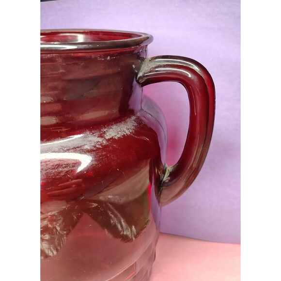 Anchor Hocking Royal Ruby Windsor MidCentury Glass Pitcher 9" Vintage Depression - Picture 7 of 16